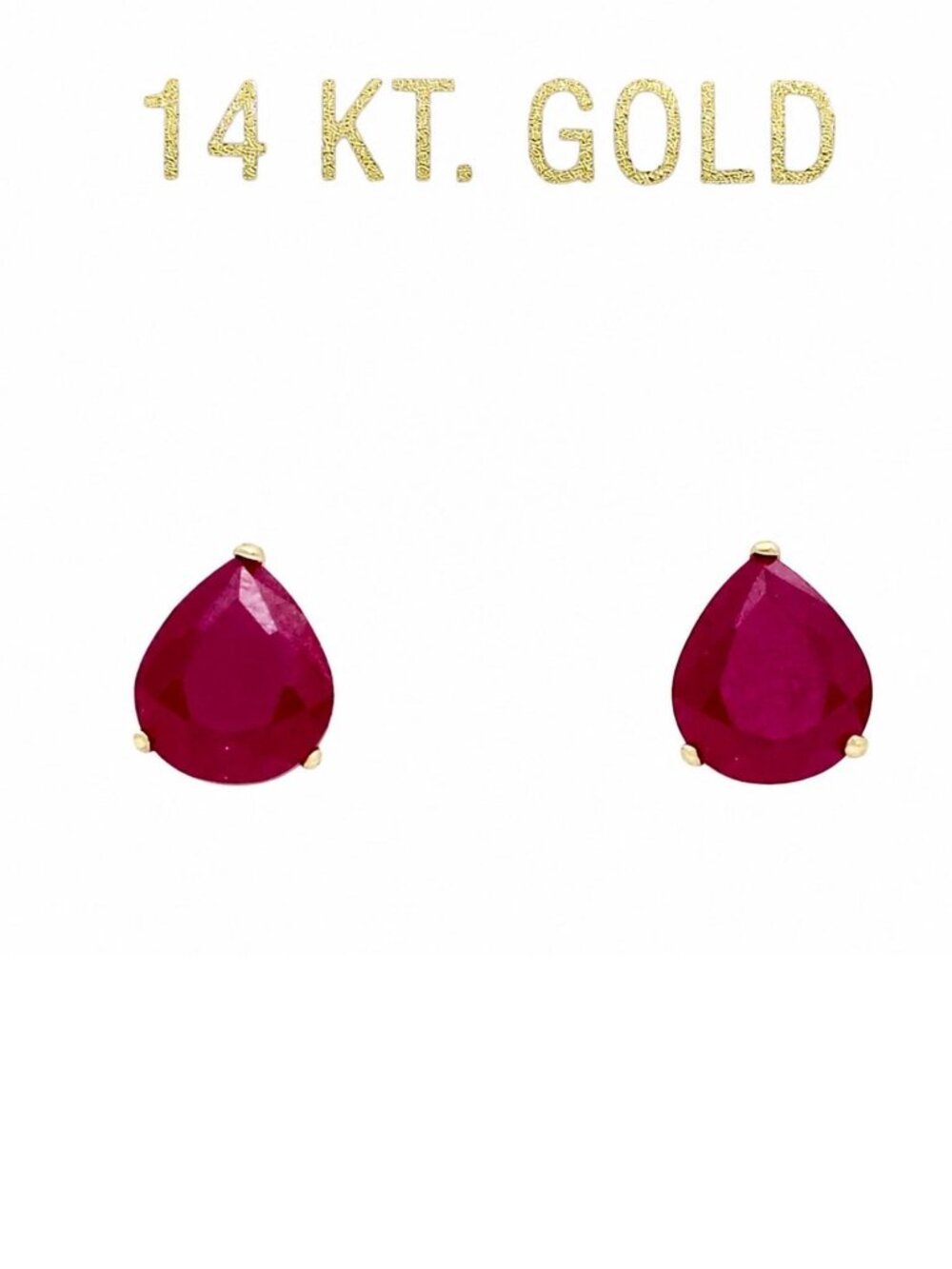Genuine 2.16 Cts Ruby Stud Earrings 14k Yellow Gold